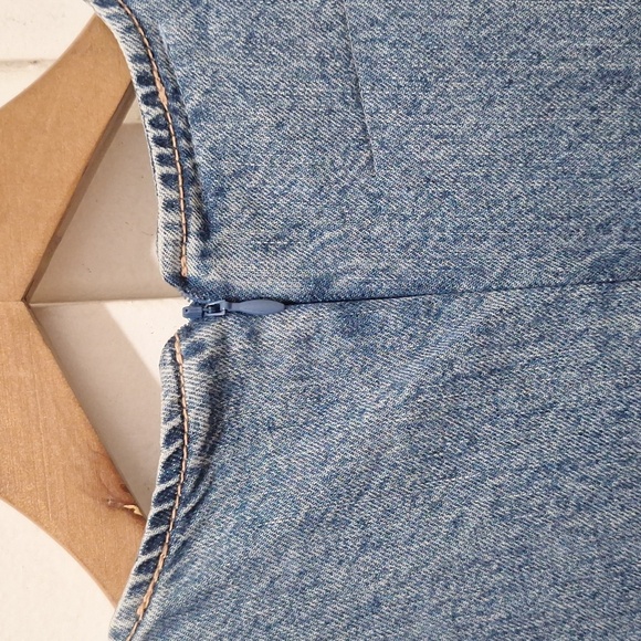NWOT  LIGHT BLUE TRF DENIM 100% COTTON MIDI MINIMALIST DRESS - Picture 8 of 9